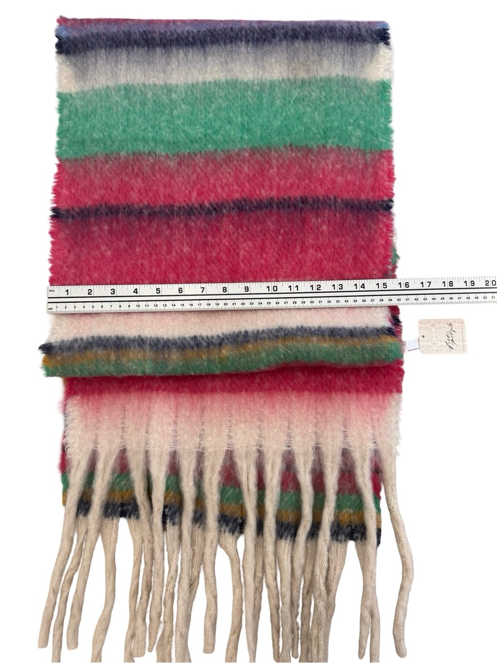 Free People Multicolor Striped Fringe Scarf — Pink, Green & Cream - Picture 7 of 10